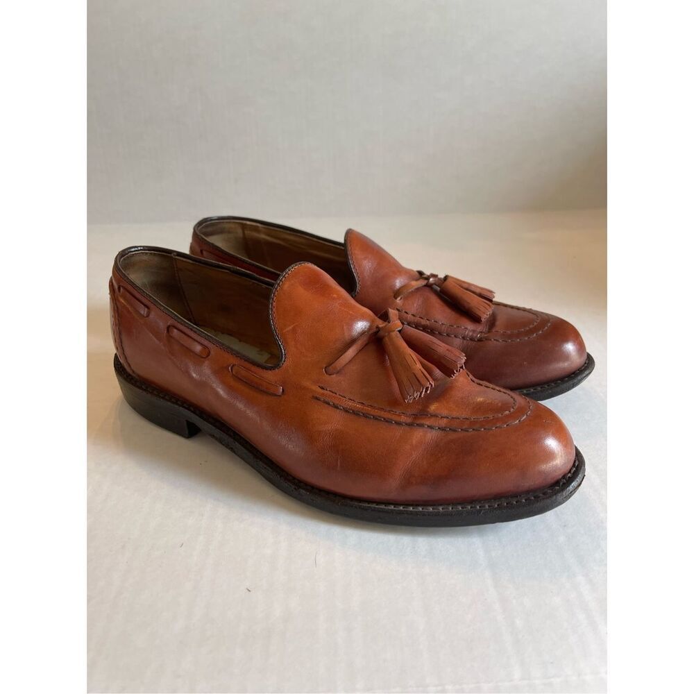 Foot Joy FJ Brown Woven Leather Slip‎ On Tassel Loafers Shoes Men's 8.5 A29